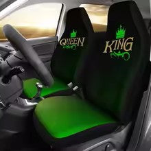 Juego de fundas para asientos de coche Queen and King His and Hers en color burdeos, paquete de 2 fundas protectoras universales para asientos delanteros