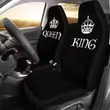 Juego de fundas para asientos de coche Queen and King His and Hers en color burdeos, paquete de 2 fundas protectoras universales para asientos delanteros