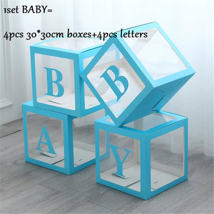 Baby Shower Boy Girl Transparent Box Baby Shower Decoration Baby Christening Birthday Party Decor Balloon Box Baby Shower Gift