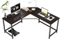 L-Shaped Computer Desk 59 Inches X 59 Inches, Composite Wood and Metal, Home Office PC Laptop Study Workstation Corner Table with CPU Stand, Brown Black and Black Legs, ZJ02-BB