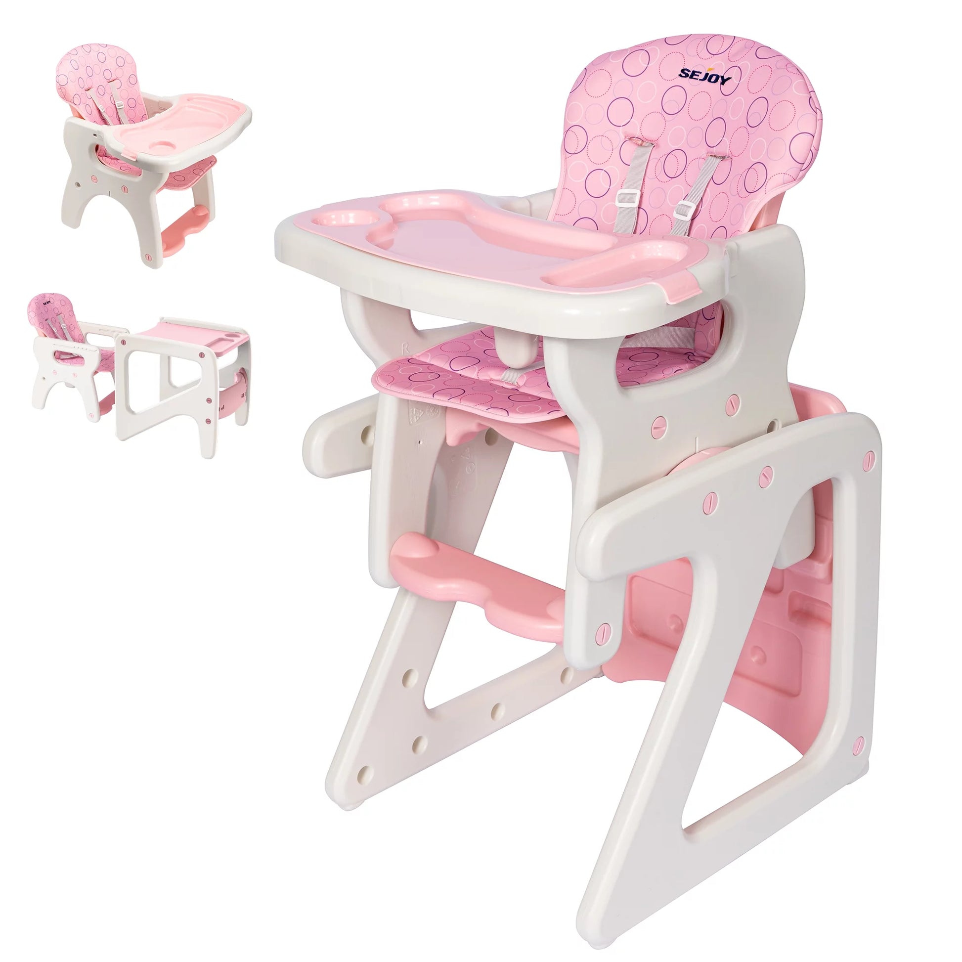 3 in 1 Baby High Chair Convertible Play Table Seat Booster Toddler Feeding Tray