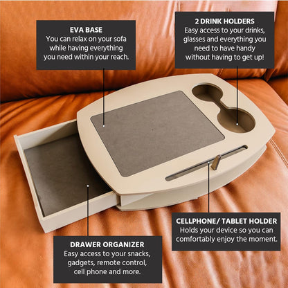 Couch Tray Table and Bed Tray Table for Breakfast in Bed and Food Tray. Coffee Table Tray and Cellphone Holder. Drawer Organizer. Portable Serving Tray. (Fendy)