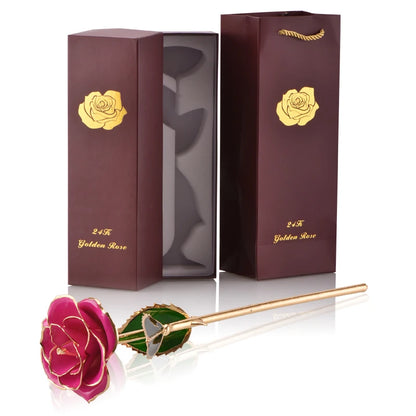 Gifts for Women 24K Gold Dipped Rose with Stand Eternal Flowers Forever Love in Box Girlfriend Wedding Valentine Gift for Her