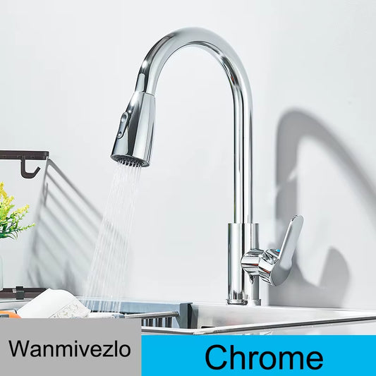 Kitchen Faucets Pull Out Kitchen Tap Cold Hot Water Tap Single Handle Mixer Tap Deck Mounted Crane Swivel Spray Tap