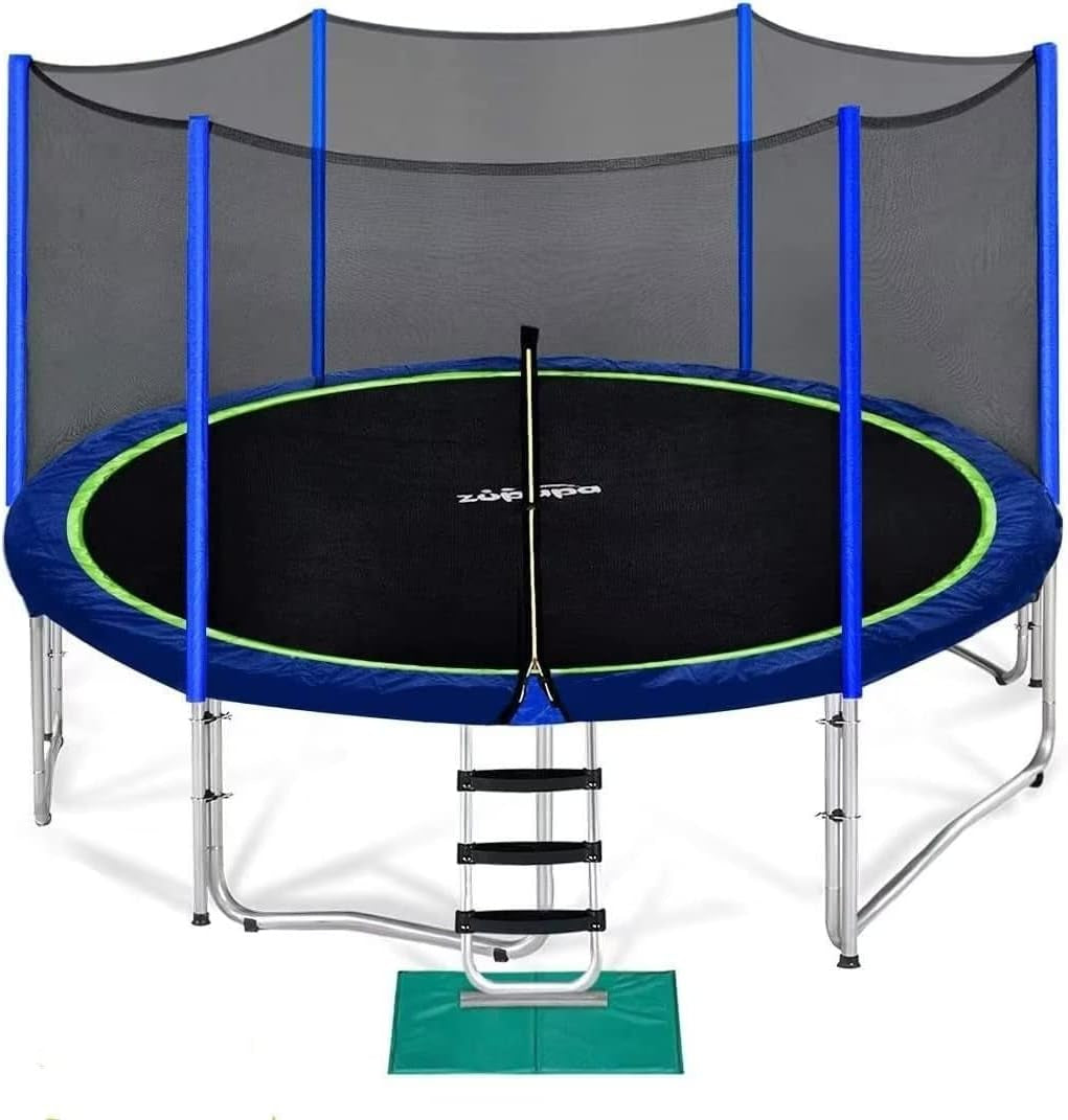 Trampolines No-Gap Design 1500 LBS Weight Capacity 16 15 14 12 10 8FT for Kids Children with Safety Enclosure Net Outdoor Backyards Large Recreational Trampoline