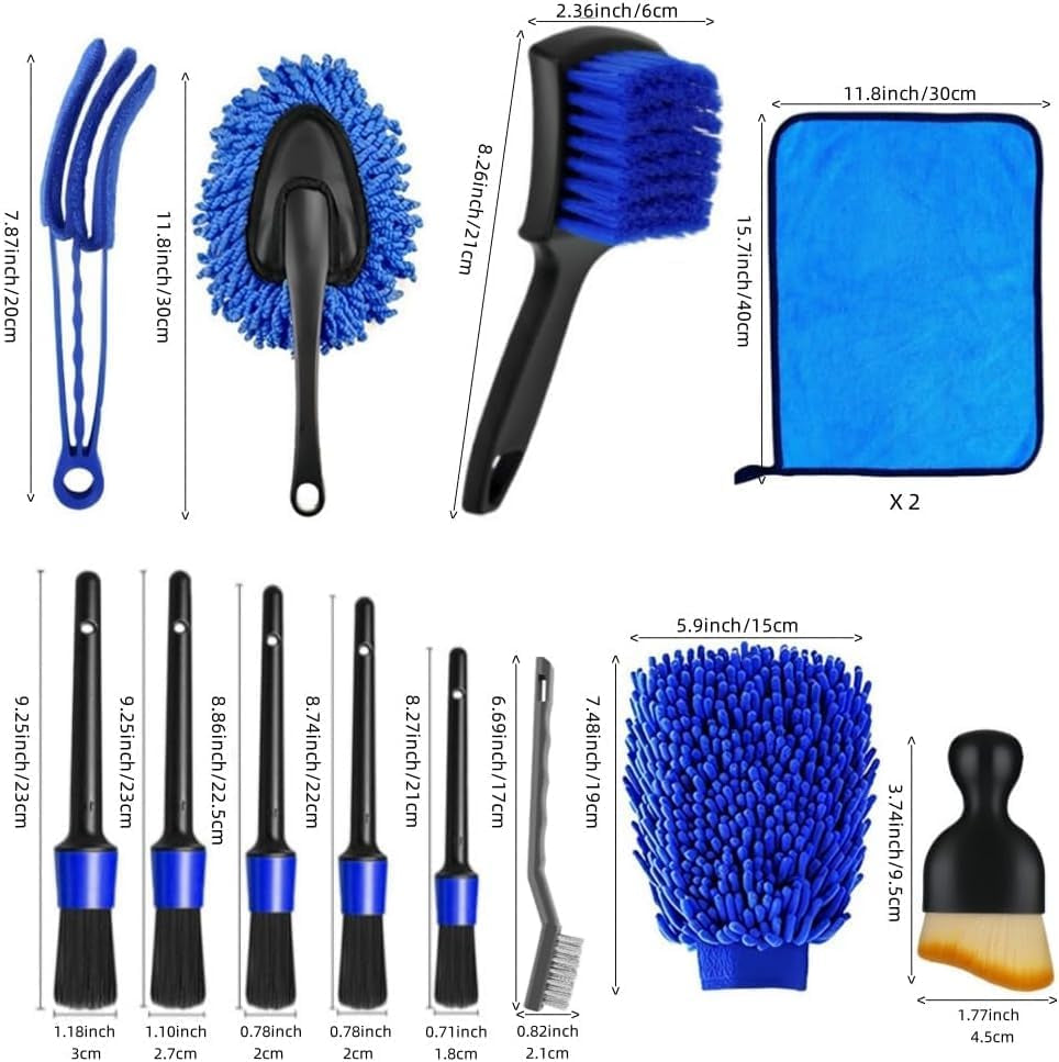 13Pcs Car Wash Cleaning Kit, Car Detailing Kit, Auto Detail Supplies Tools with Wheel Brush Set, Car Detailing Brush Set for Tires, Wheels, Interior, Exterior