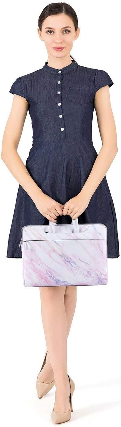 Laptop Shoulder Bag Compatible with Macbook Air/Pro, 13-13.3 Inch Notebook, Compatible with Macbook Pro 14 Inch M3 M2 M1 2023-2021, Canvas Cross Grain Marble Carrying Briefcase Sleeve