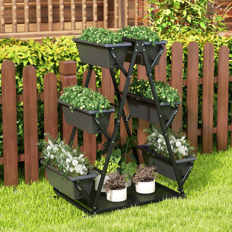 3-Tier Vertical Raised Garden Bed with 4 Wheels and 6 Container Boxes