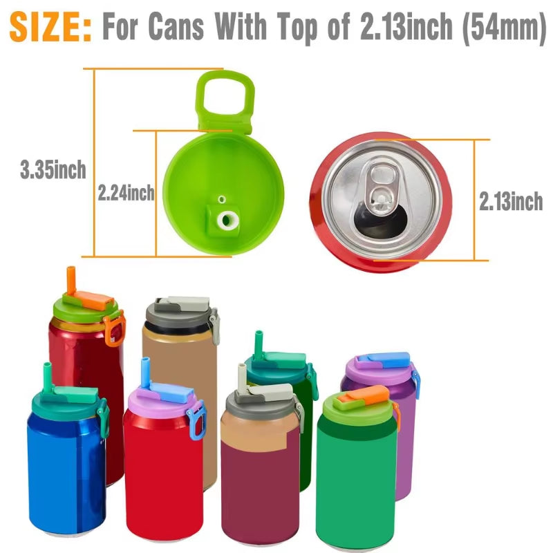 1Pcs Silicone Lid Cover with 2 Straws Reusable Soda Can Lid Portable Canned Beverages Juice Beer Straw Cap for Home Picnic