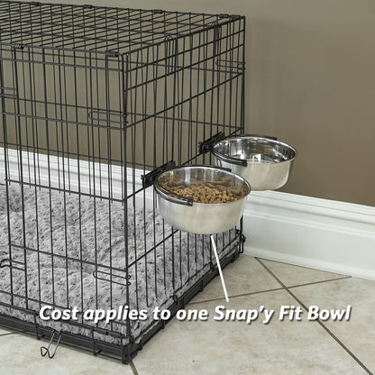 Snap'Y Fit Stainless Steel Food Bowl / Pet Bowl, 10 Oz. for Dogs, Cats, Small Animals, Silver, 10 Ounces (1.25 Cups)