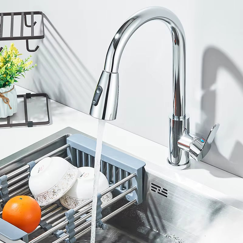 Kitchen Faucets Pull Out Kitchen Tap Cold Hot Water Tap Single Handle Mixer Tap Deck Mounted Crane Swivel Spray Tap