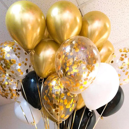 Black Gold Happy Birthday Party Balloons Set with Filling Pump Black Golden Happy Birthday Party Decorations Black Silver White Golden Happy Birthday Party Supplies