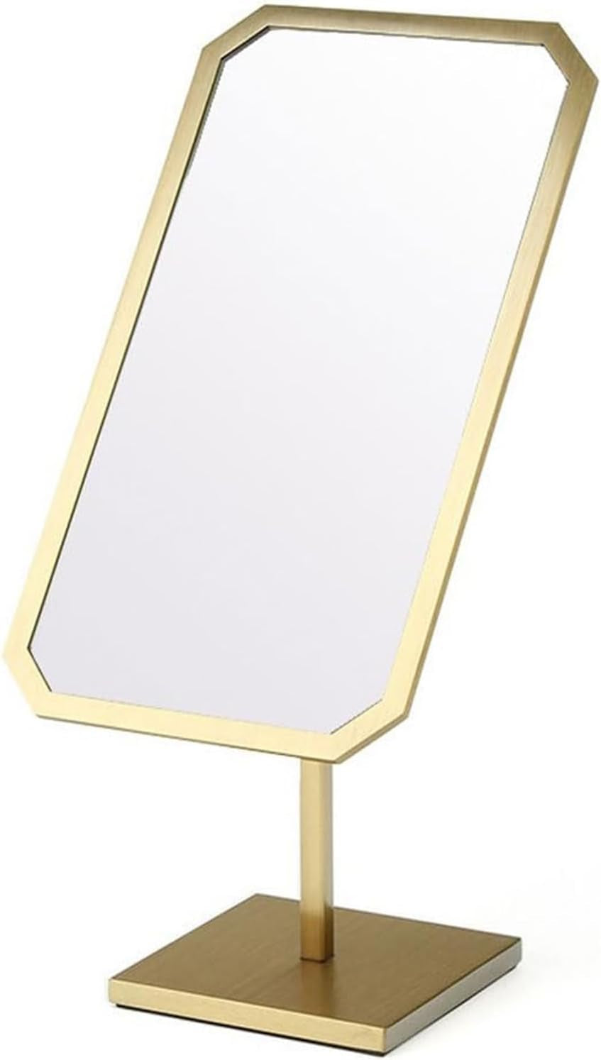 Tabletop Mirror,Vanity Makeup Mirror Metal Frame,Desk Counter Top Mirror Bathroom Shaving Mirror,Antique Brass Luxuries Makeup Mirror,Counter Dedicated Salon Hairdressing Mirror.,Square