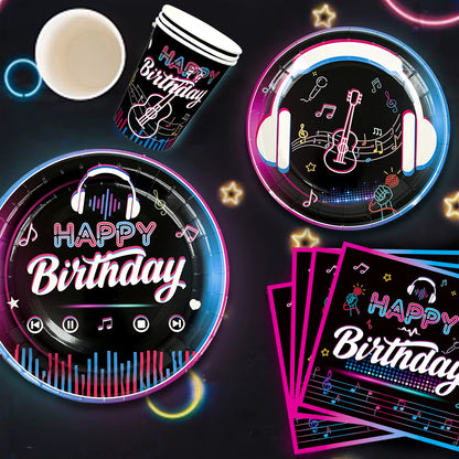 Tik Tok Birthday Party Supplies,77Pcs Tik Tok Party Decorations&Tableware Set-Tik Tok Party Plates Banner Cups Napkins Etc