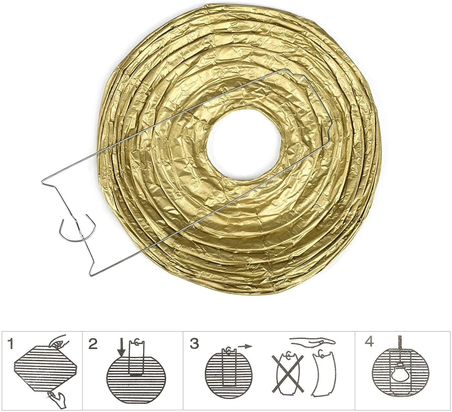 10X Mixed Size Gold Paper Lanterns for Wedding, Birthdays,Parties and Events Decorations