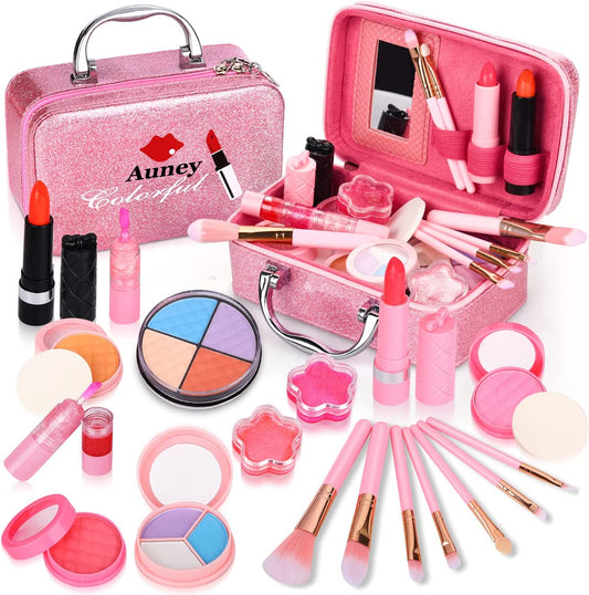 21Pcs Makeup for Girls Kids Makeup Kit Girl Real Pretend Play Makeup Toy for Toddler Washable Makeup Set for Girl Play Game Halloween Christmas Birthday Party