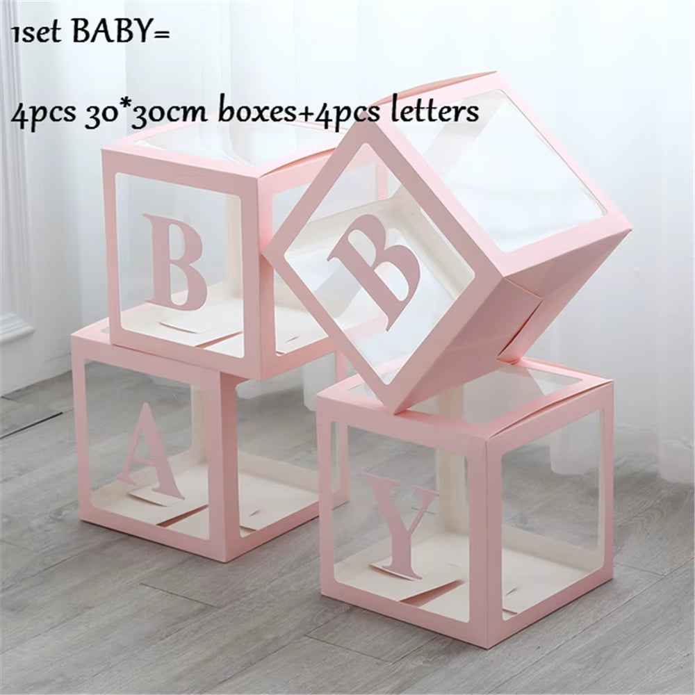 Baby Shower Boy Girl Transparent Box Baby Shower Decoration Baby Christening Birthday Party Decor Balloon Box Baby Shower Gift