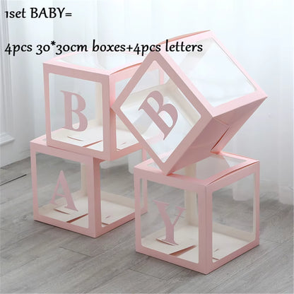 Baby Shower Boy Girl Transparent Box Baby Shower Decoration Baby Christening Birthday Party Decor Balloon Box Baby Shower Gift