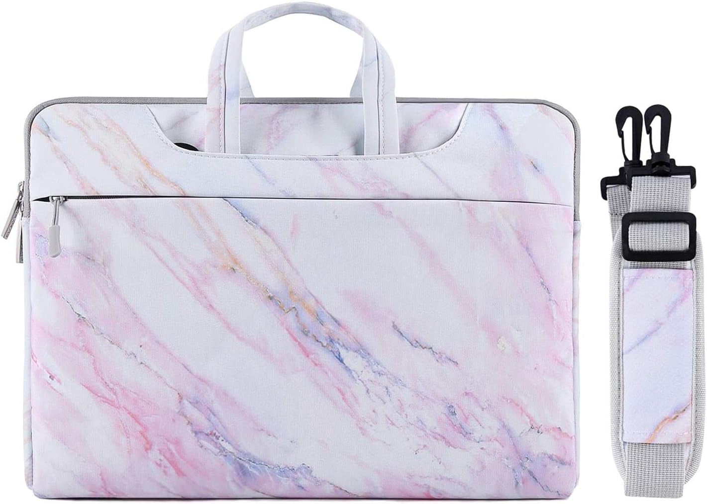 Laptop Shoulder Bag Compatible with Macbook Air/Pro, 13-13.3 Inch Notebook, Compatible with Macbook Pro 14 Inch M3 M2 M1 2023-2021, Canvas Cross Grain Marble Carrying Briefcase Sleeve