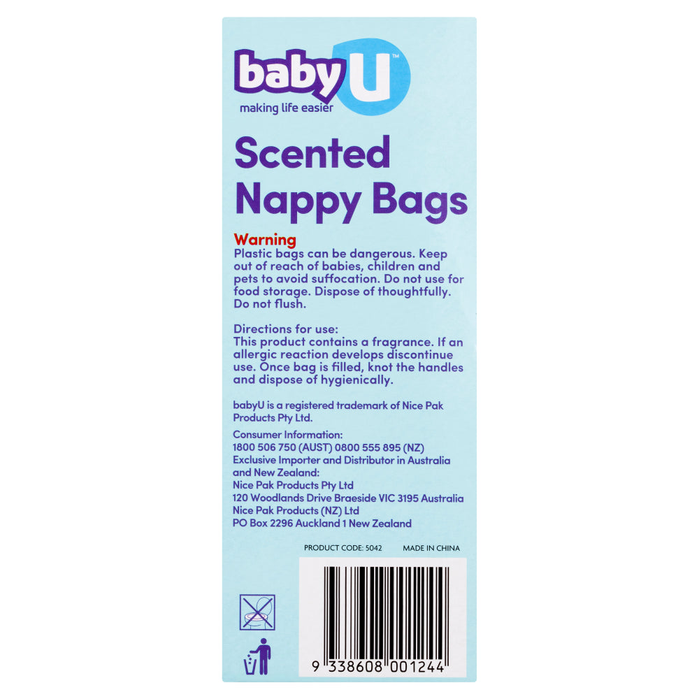 Babyu Scented Nappy Bags 4 X 50Pk (200 Total) Convenient Disposable Baby U