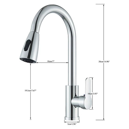 Kitchen Faucets Pull Out Kitchen Tap Cold Hot Water Tap Single Handle Mixer Tap Deck Mounted Crane Swivel Spray Tap