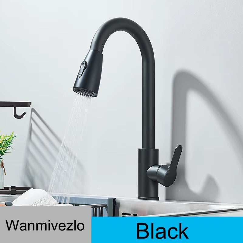 Kitchen Faucets Pull Out Kitchen Tap Cold Hot Water Tap Single Handle Mixer Tap Deck Mounted Crane Swivel Spray Tap