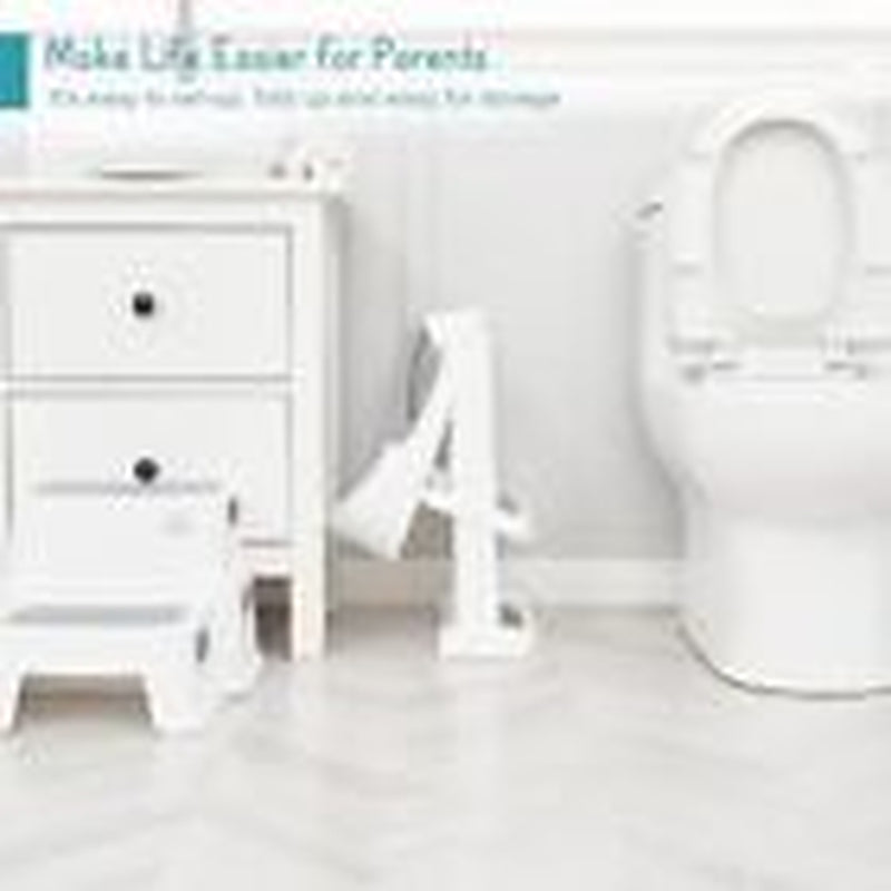 Potty Training Toilet Seat with Step Stool Ladder, Toddler Kids White-Grey