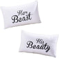 His Hers Couples Pillowcases,2Pcs Her Beast and His Beauty Pillow Case,Cute Couples Gifts Wedding Gifts V-Day Gifts for Girlfriend Boyfriend