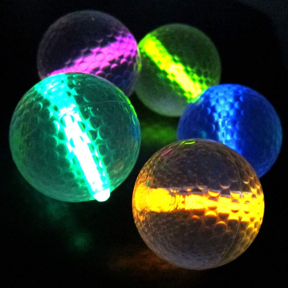 Glow Golf Balls (Set of 20 Night Golf Balls) - Glowing Golf Balls with Glow Stick Inserts (Assort)