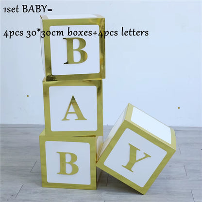 Baby Shower Boy Girl Transparent Box Baby Shower Decoration Baby Christening Birthday Party Decor Balloon Box Baby Shower Gift