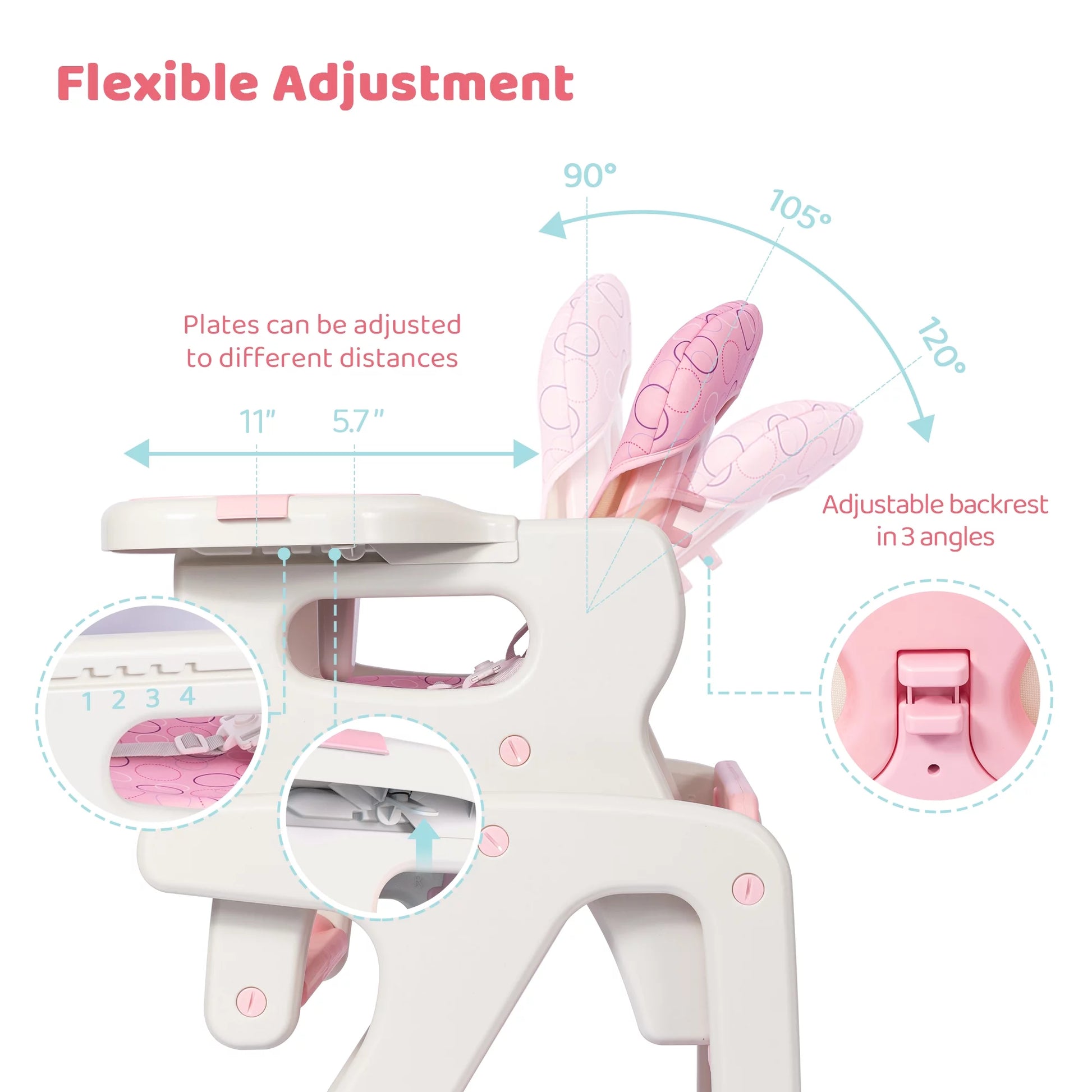 3 in 1 Baby High Chair Convertible Play Table Seat Booster Toddler Feeding Tray