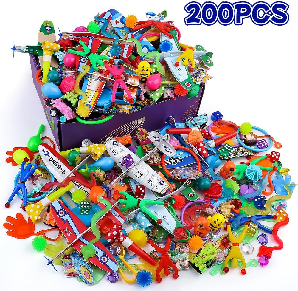 Amy&Benton 200PCS Goodie Bag Fillers Party Favors for Kids Birthday Pinata Filler Toy Assortment Prizes for Kids Classroom Rewards