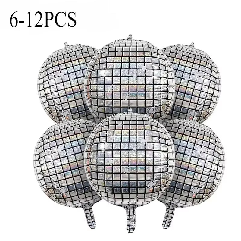 6-12Pcs 22 Inches Silver Birthday Disco Party Ball Foil Ballon Set Happy Birthday Party Decoration Decorative Balloons for Party