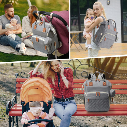 Diaper Bag Backpack, Portable Baby Bag Include Insulated Pocket, 3 in 1 Multi-Functional Travel Baby Diaper Bag with Diapers Changing Pad for Boys and Girls