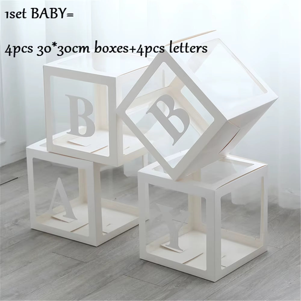 Baby Shower Boy Girl Transparent Box Baby Shower Decoration Baby Christening Birthday Party Decor Balloon Box Baby Shower Gift