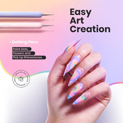 Beetles Nail Art Brushes Set Gel Polish Nail Art Design Pen Painting Tools Fingernail Brush Nail Cleaning Brush Nail Art Liner Brush and Nail Dotting Pen Salon Gifts for Women