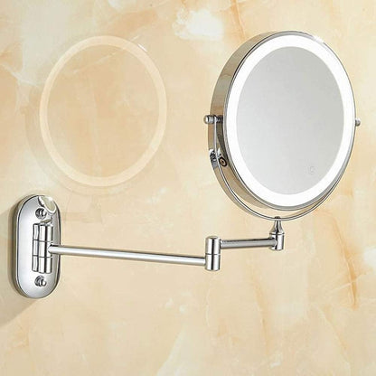 Makeup Mirror Vanity Mirror 8 Inch Wall Mounted Makeup Mirror,Folding LED Vanity Mirror Double-Sided with Light Magnification Mirror for Dressing Tables Bedroom Cosmetic Mirror