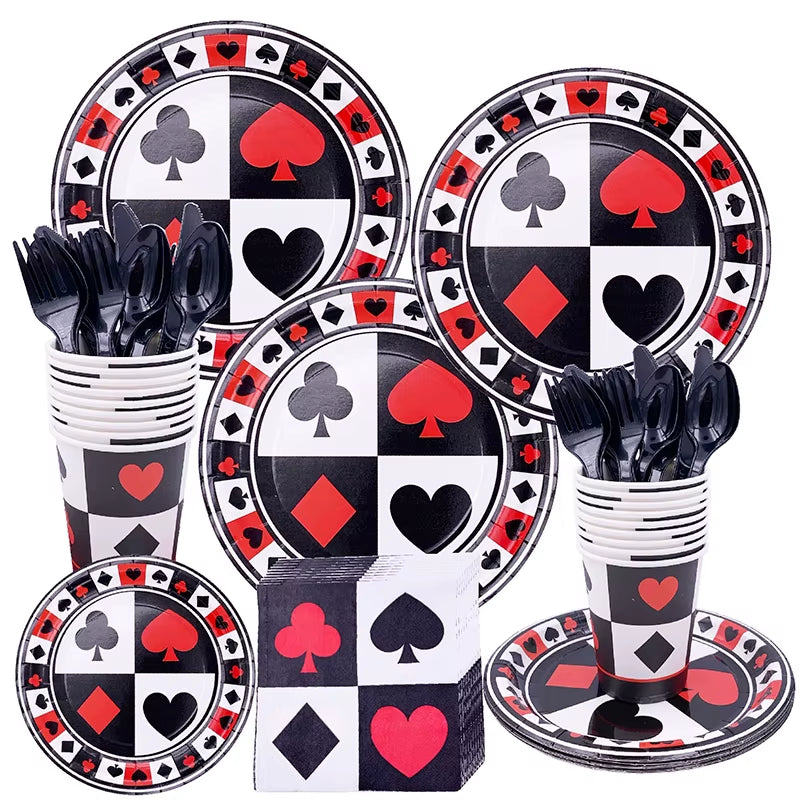 For 8 Person Casino Party Decorations Playing Card Theme Party Birthday Party Supplies Adult Hen Party Bachelor Party Decoration