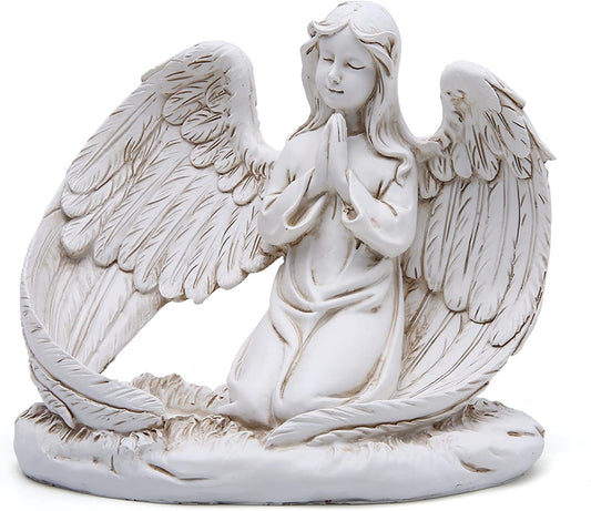 Angel Gifts Candle Holder Votive Vintage Resin Sympathy Gift Candle Remembrance Gifts Bereavement Gifts Condolence Gifts Grieving Gifts for Loss of Loved One (6.7White)