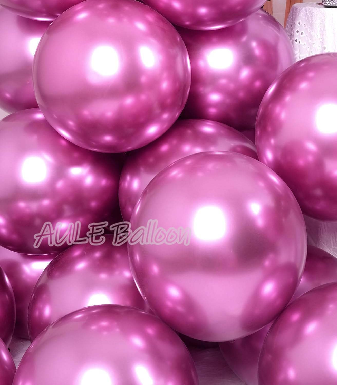 Party Balloons 50 Pcs 12 Inch Hot Pink Metallic Chrome Helium Shiny Latex Thicken Balloon Perfect Decoration for Wedding Birthday Baby Shower Graduation Christmas Carnival