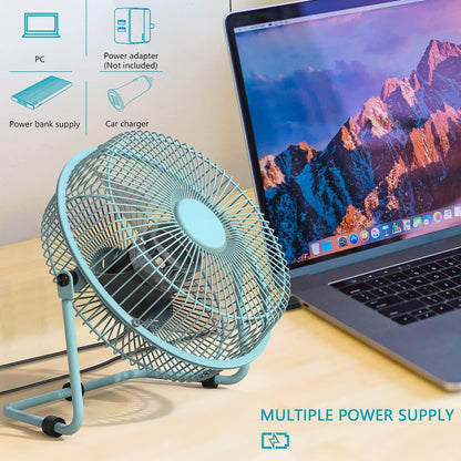 6 Inch Blade Desktop USB Fan, USB Powered, Personal Table Fan, Mini Cooling Fan, Small Desk Fan