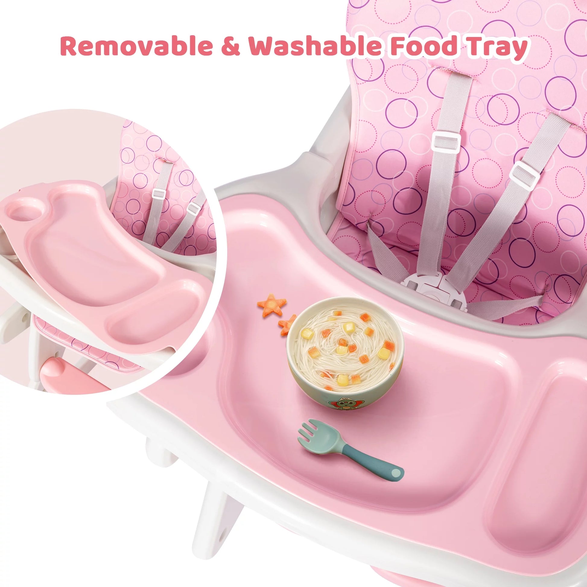 3 in 1 Baby High Chair Convertible Play Table Seat Booster Toddler Feeding Tray