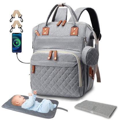 Diaper Bag Backpack, Portable Baby Bag Include Insulated Pocket, 3 in 1 Multi-Functional Travel Baby Diaper Bag with Diapers Changing Pad for Boys and Girls