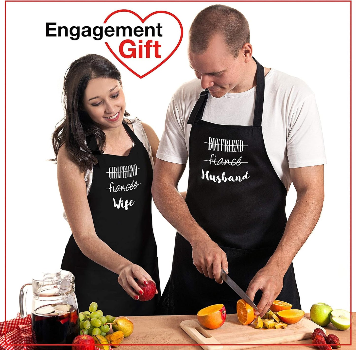 Apron Set, Kitchen Couples Gift Set for Engagements, Weddings, Anniversaries and More, 2-Piece, One-Size