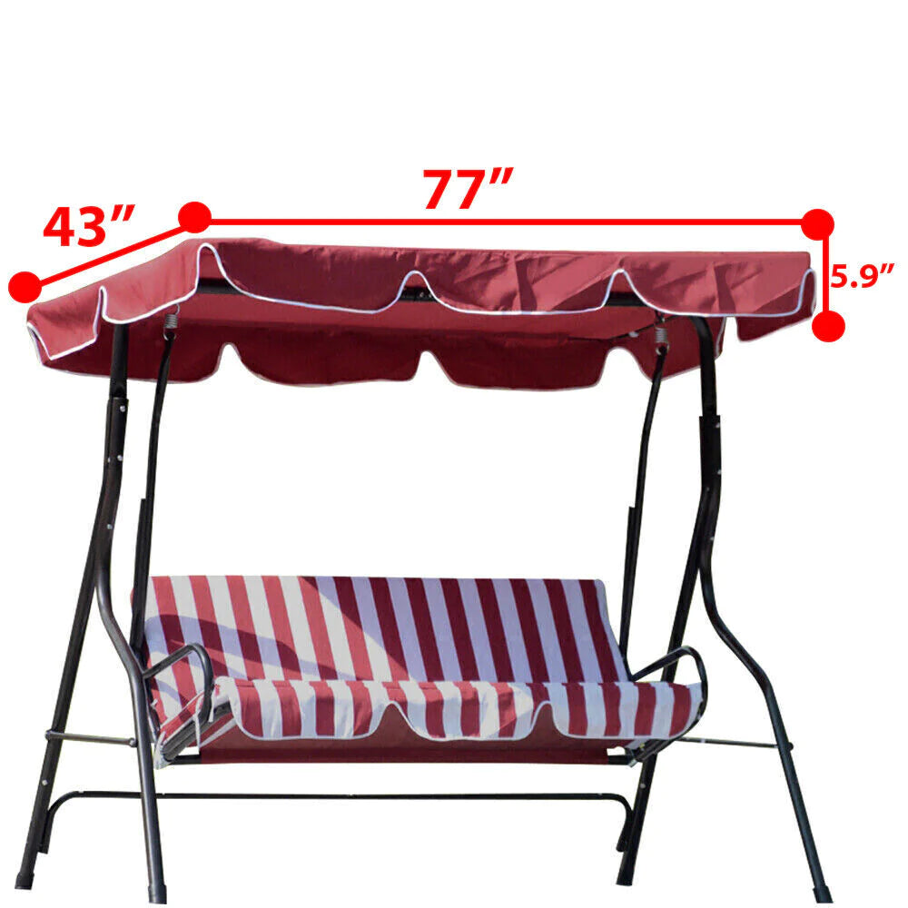 77"X43" Patio Outdoor Garden Swing 300D Canopy Replacement Porch Top Cover Seat