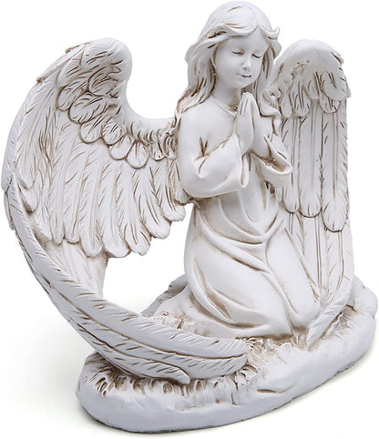 Angel Gifts Candle Holder Votive Vintage Resin Sympathy Gift Candle Remembrance Gifts Bereavement Gifts Condolence Gifts Grieving Gifts for Loss of Loved One (6.7White)