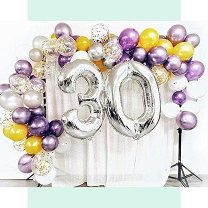 100Pcs Metallic Purple Latex Balloons Various Sizes Chrome Balloon 18/12/10/5 Inch Helium Balloon Perfect for Birthday Valentines Baby Shower Bridal Shower Wedding Anniversary Balloons (Purple)