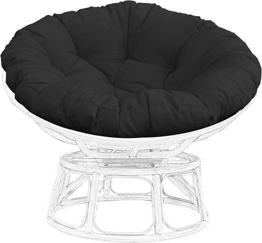 Papasan Chair Cushion, Overstuffed Cushion Only, Suit for Outdoor Egg Chair, Saucer Chair, Rattan Swivel Chair, Swing Chair, Hanging Chair, Indoor and Outdoor, Exclude Chair, 48''X6''X48'' (Black)