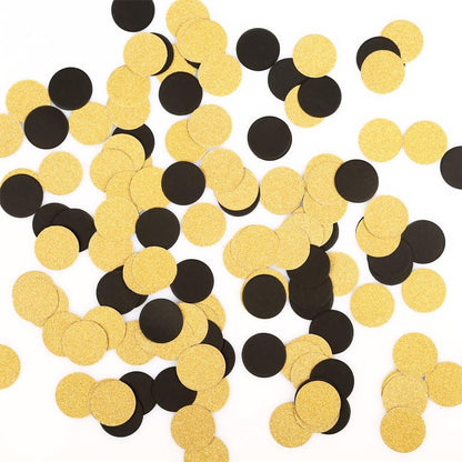 Glitter Confetti Circles Wedding Party Decor and Table Decor 1.2’’ in Diameter (Glitter Gold,Black,200Pc)