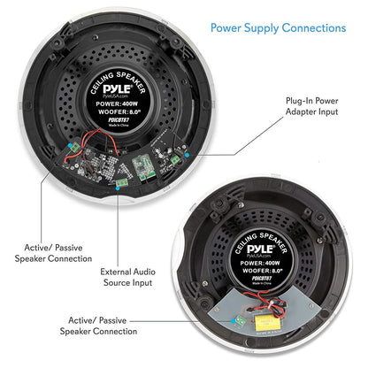 PDICBT87 - Dual 8.0’’ Bluetooth Ceiling / Wall Speaker Kit, (2) Flush Mount 2-Way Speakers, 400 Watt